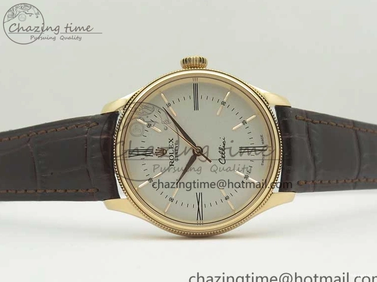 Edition Time V4 Marker 50509 Brown A3132 Cellini Dial Strap RG on MKF White Roman Leather Best 0131